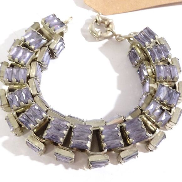 Lee Angel Crystal Baguette box Link Bracelet NWT 240 Lavender